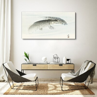 Fish dances in the calm water Canvas Wall art