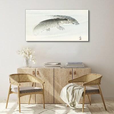 Fish dances in the calm water Canvas Wall art