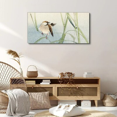 A titmouse against the grass Canvas Wall art