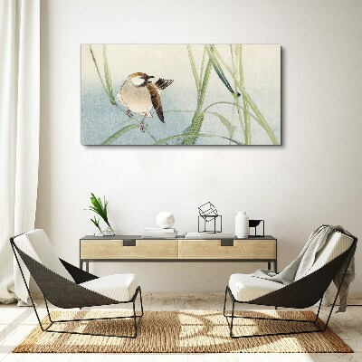 A titmouse against the grass Canvas Wall art