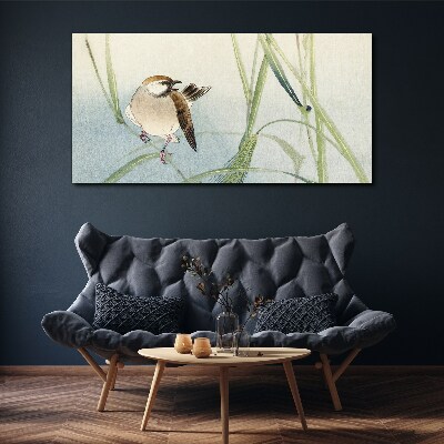 A titmouse against the grass Canvas Wall art