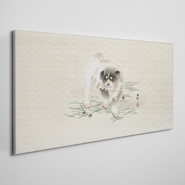 Dog on the grass background Canvas Wall art