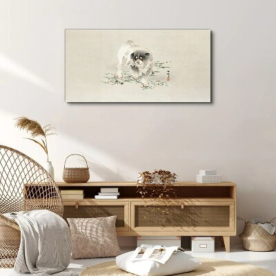 Dog on the grass background Canvas Wall art