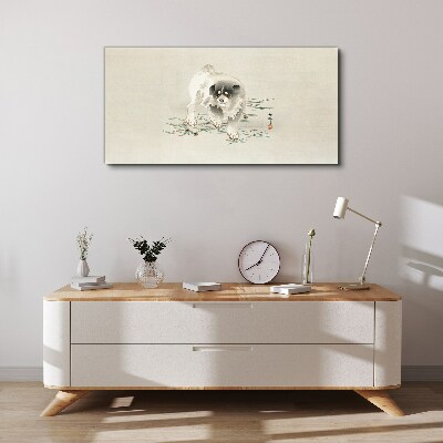 Dog on the grass background Canvas Wall art