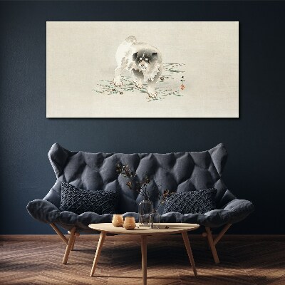Dog on the grass background Canvas Wall art
