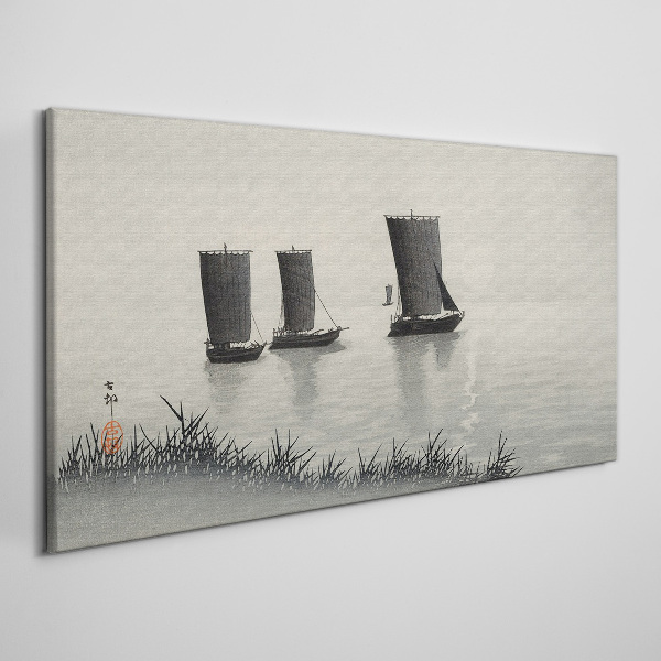 A quiet port in shades of gray Canvas Wall art