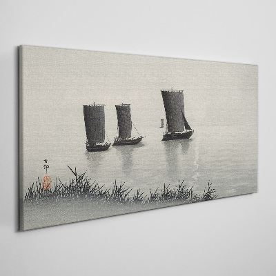 A quiet port in shades of gray Canvas Wall art