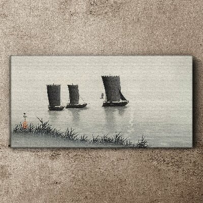 A quiet port in shades of gray Canvas Wall art