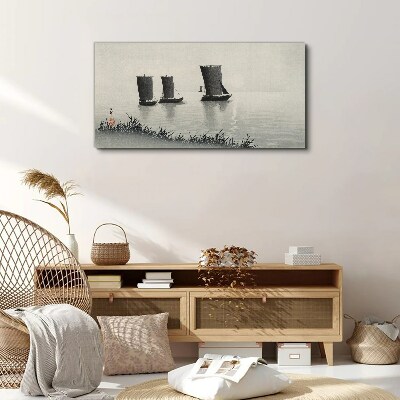 A quiet port in shades of gray Canvas Wall art