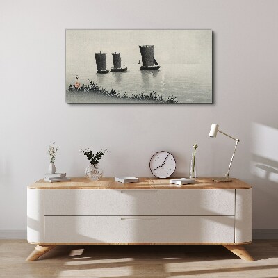 A quiet port in shades of gray Canvas Wall art