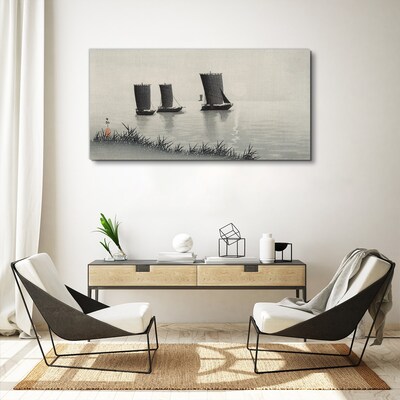 A quiet port in shades of gray Canvas Wall art