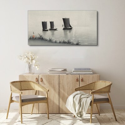 A quiet port in shades of gray Canvas Wall art