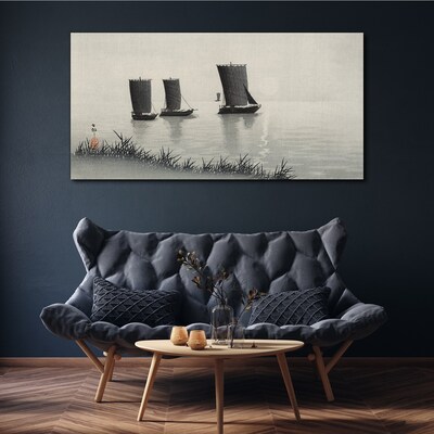A quiet port in shades of gray Canvas Wall art