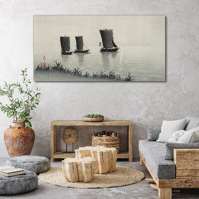 A quiet port in shades of gray Canvas Wall art