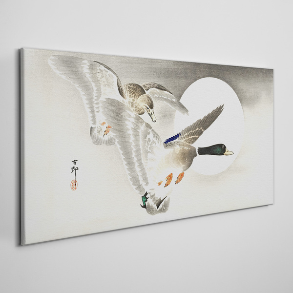 Flight of wild ducks in the moonlight Canvas Wall art