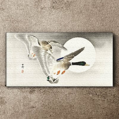 Flight of wild ducks in the moonlight Canvas Wall art