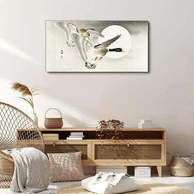 Flight of wild ducks in the moonlight Canvas Wall art