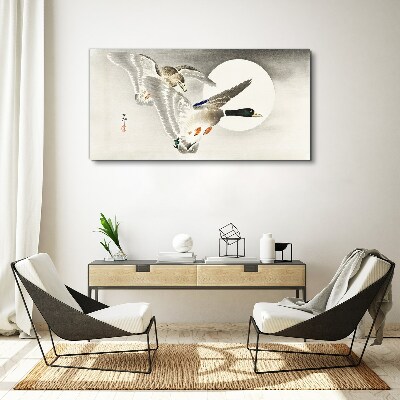 Flight of wild ducks in the moonlight Canvas Wall art