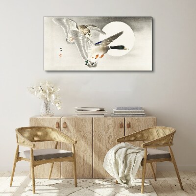 Flight of wild ducks in the moonlight Canvas Wall art