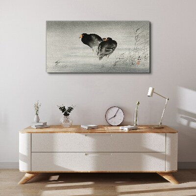 Two ducks on calm water Canvas Wall art
