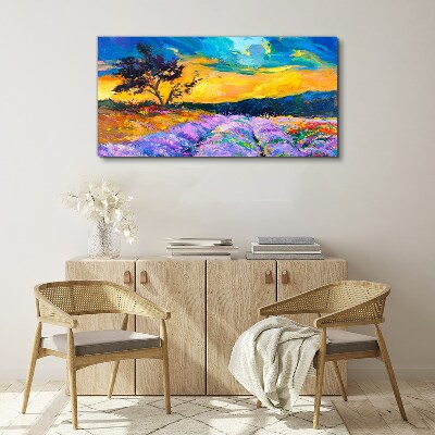 Tree sunset sky Canvas Wall art