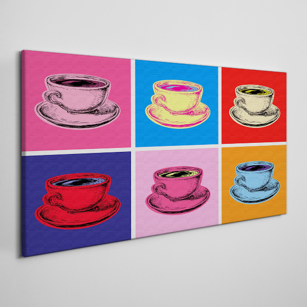 Colorful cups on the background Canvas Wall art