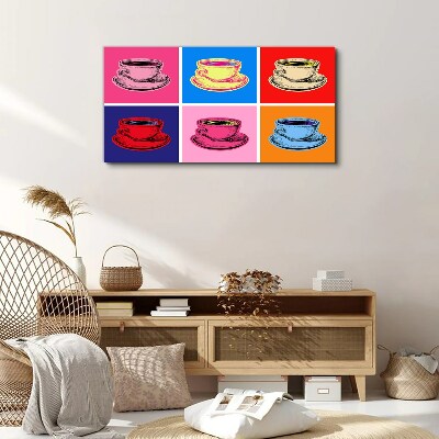Colorful cups on the background Canvas Wall art