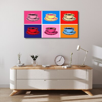 Colorful cups on the background Canvas Wall art