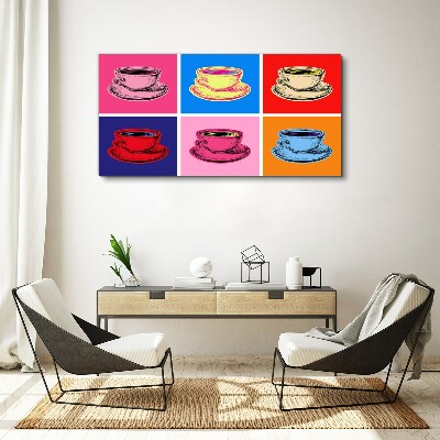 Colorful cups on the background Canvas Wall art