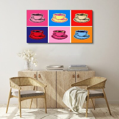 Colorful cups on the background Canvas Wall art