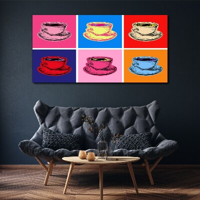 Colorful cups on the background Canvas Wall art