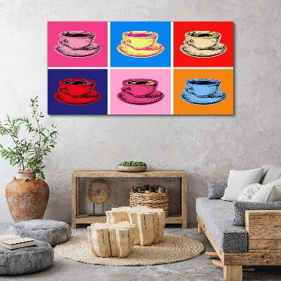 Mugs abstraction coffee drinks Canvas Wall art