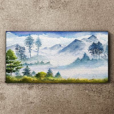 Mountain landscape in the morning fog Canvas Wall art