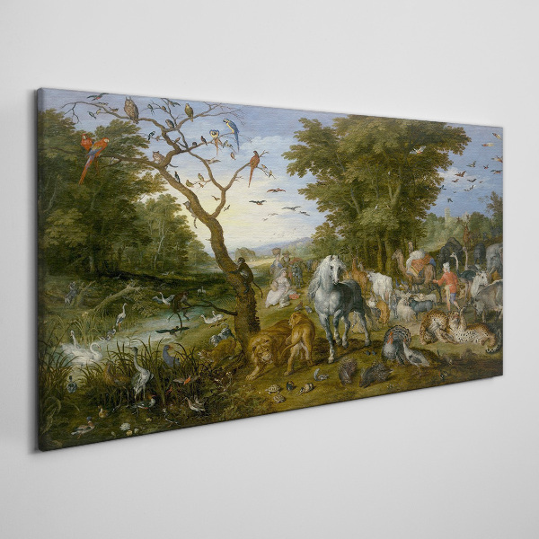 Paradise landscape with fauna and flora Canvas Wall art