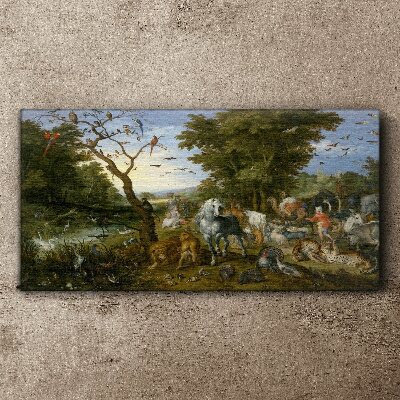 Paradise landscape with fauna and flora Canvas Wall art