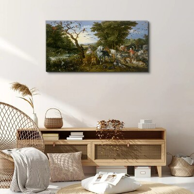 Paradise landscape with fauna and flora Canvas Wall art