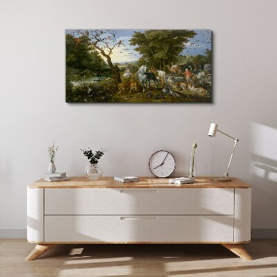 Paradise landscape with fauna and flora Canvas Wall art