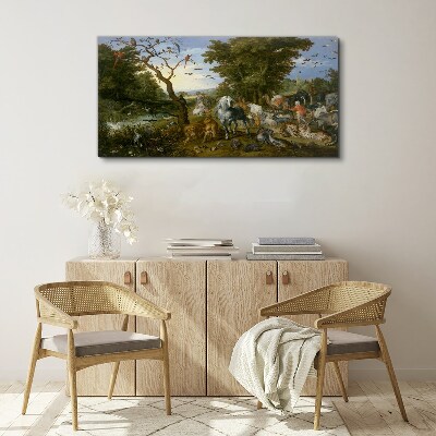 Paradise landscape with fauna and flora Canvas Wall art