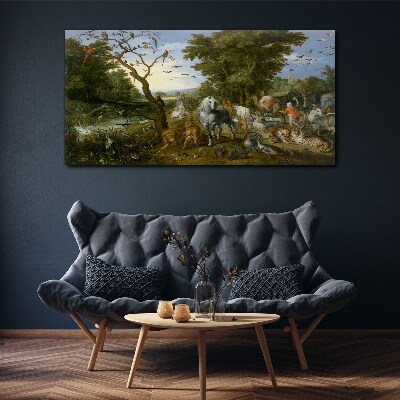 Paradise landscape with fauna and flora Canvas Wall art