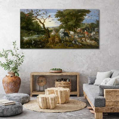 Paradise landscape with fauna and flora Canvas Wall art