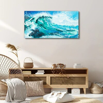A wave in shades of turquoise Canvas Wall art