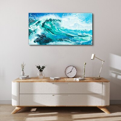 A wave in shades of turquoise Canvas Wall art