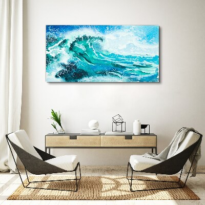 A wave in shades of turquoise Canvas Wall art
