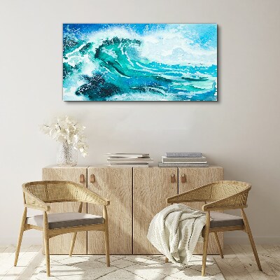 A wave in shades of turquoise Canvas Wall art