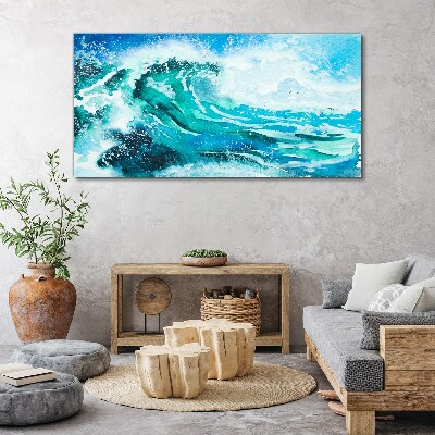 A wave in shades of turquoise Canvas Wall art