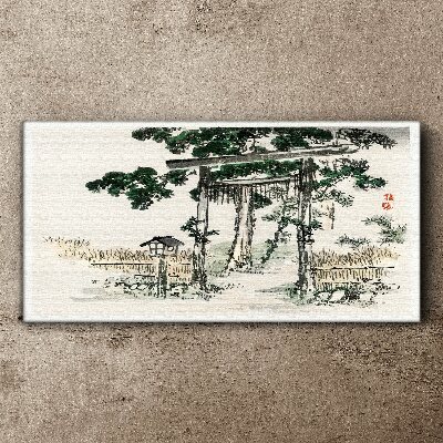 Torii gate in a peaceful landscape Canvas Wall art