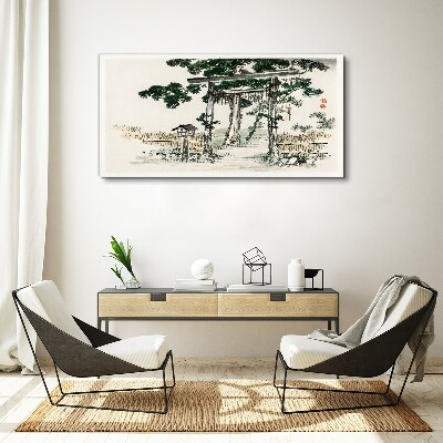 Torii gate in a peaceful landscape Canvas Wall art