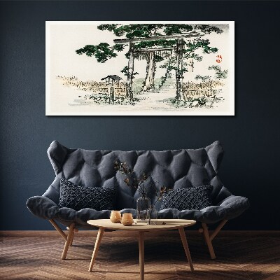 Torii gate in a peaceful landscape Canvas Wall art