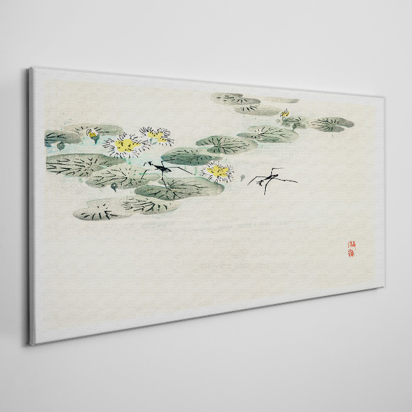 Water lilies on a calm surface of water Canvas Wall art