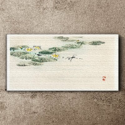 Water lilies on a calm surface of water Canvas Wall art